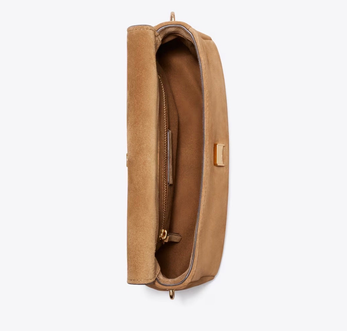TORY BURCH SMALL CHARLIE SUEDE SHOULDER BAG  - toffee