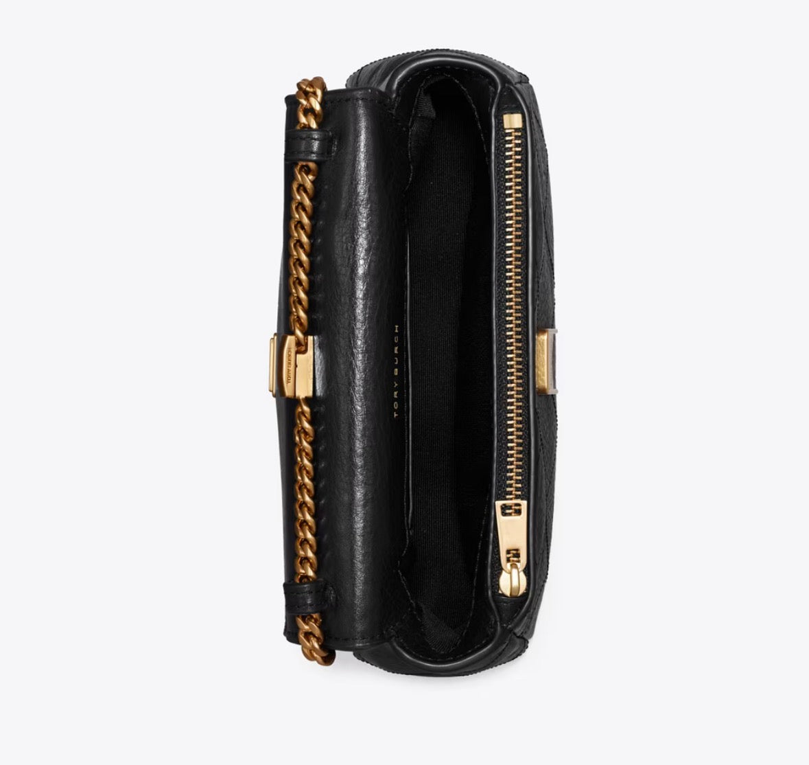TORY BURCH MINI CHARLIE QUILTED TOP-HANDLE CROSSBODY - black