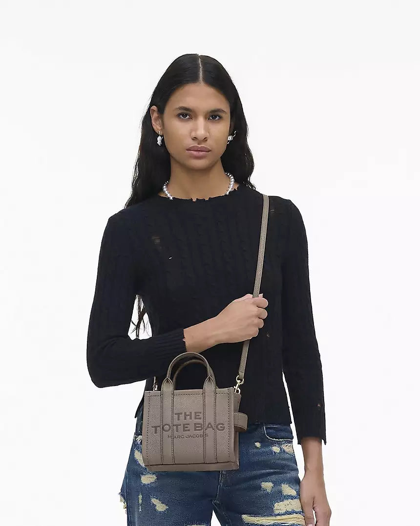 Marc Jacobs The Leather Crossbody Tote Bag- Cement - HEMEN