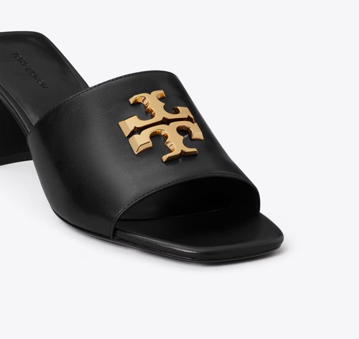 TORY BURCH ELEANOR HEELED SANDAL  -  perfect black / gold