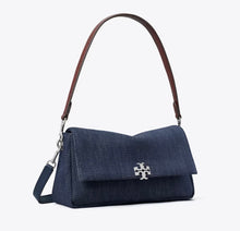 TORY BURCH SMALL CHARLIE DENIM SHOULDER BAG  - midnight