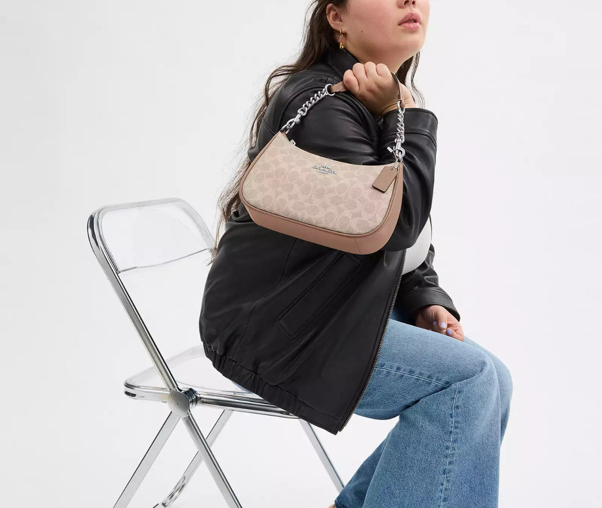 Coach Teri Shoulder Bag In Signature - Silver Sand Taupe