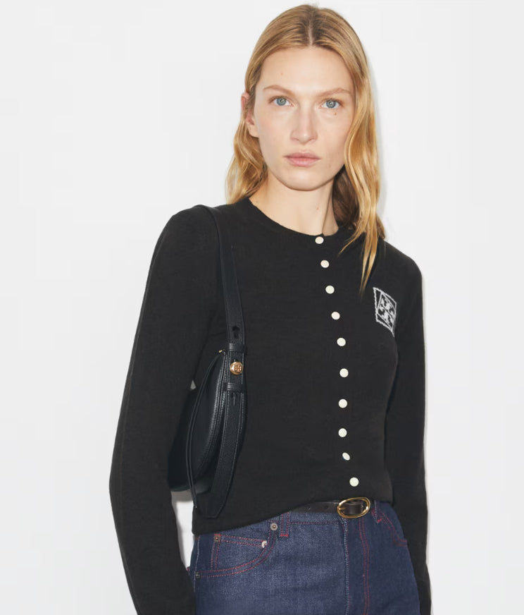 TORY BURCH ROMY HALF MOON BAG - BLACK