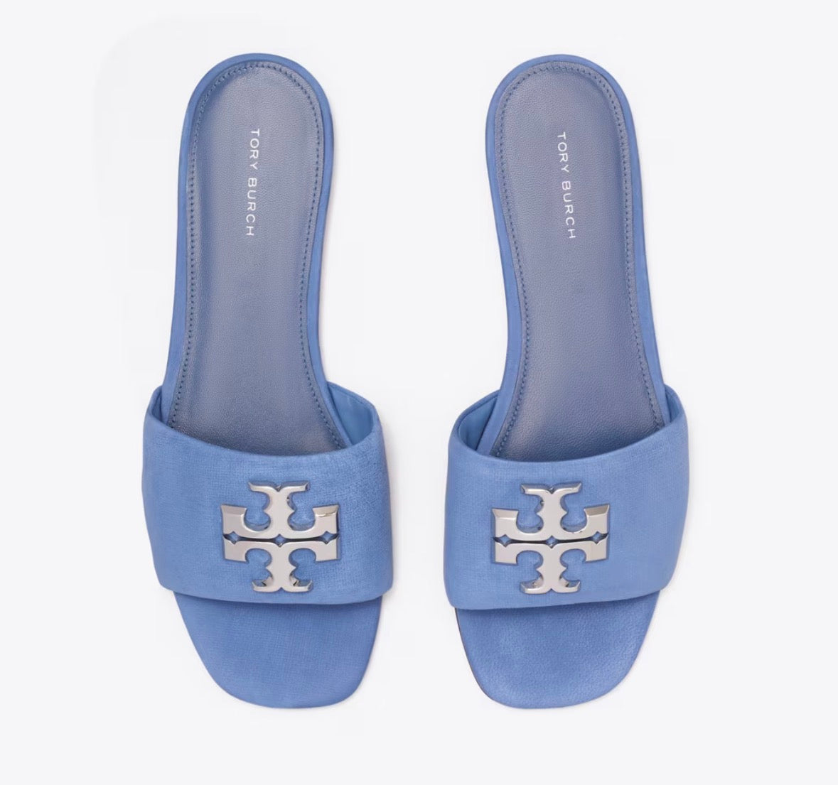 TORY BURCH ELEANOR SLIDE  -  soft blue / silver