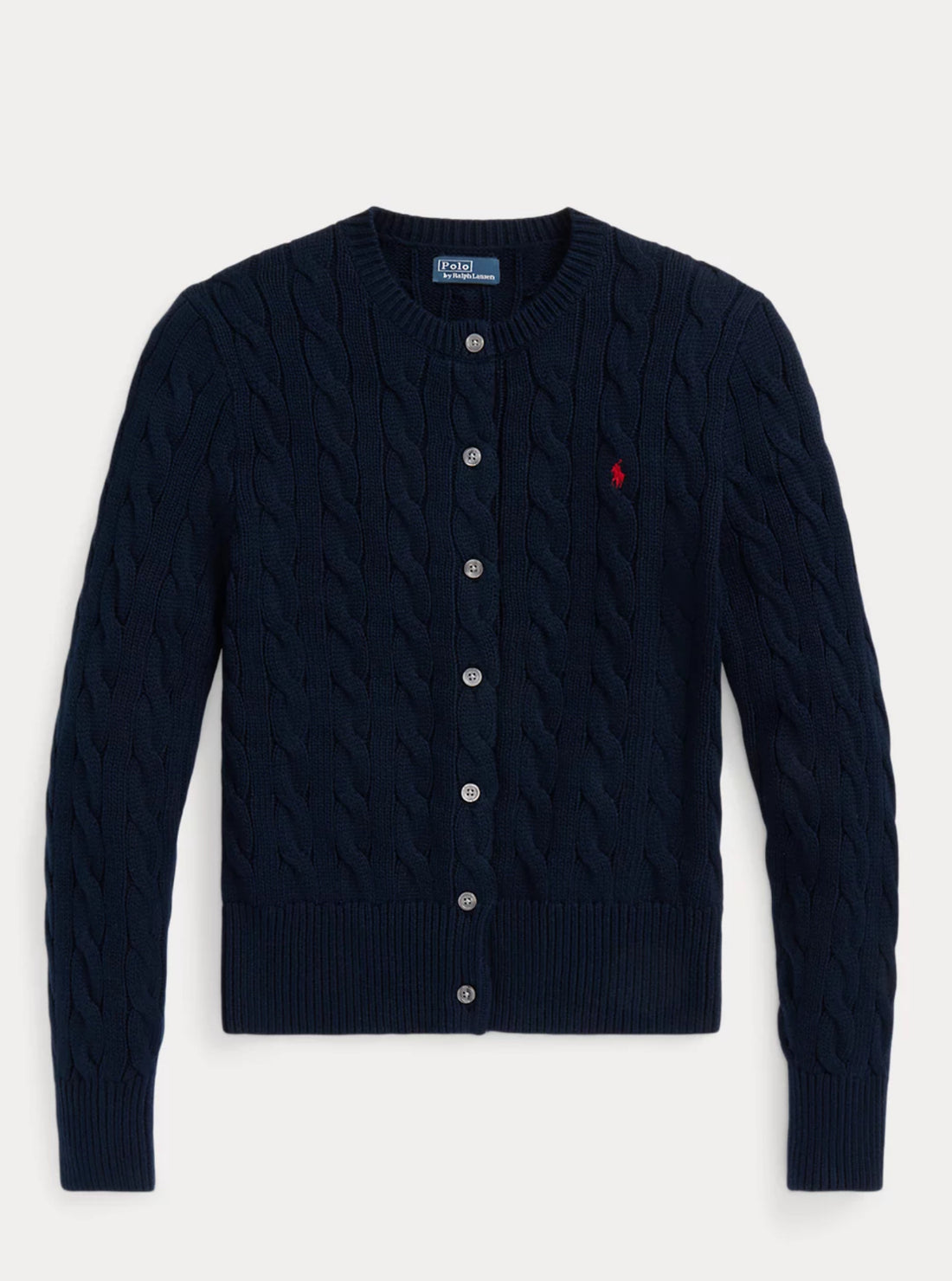 Ralph Lauren Cable-Knit Cotton Crewneck Cardigan