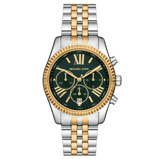 Michael Kors  Women's Lexington Green Dial Two-Tone Chronograph Watch MK4984