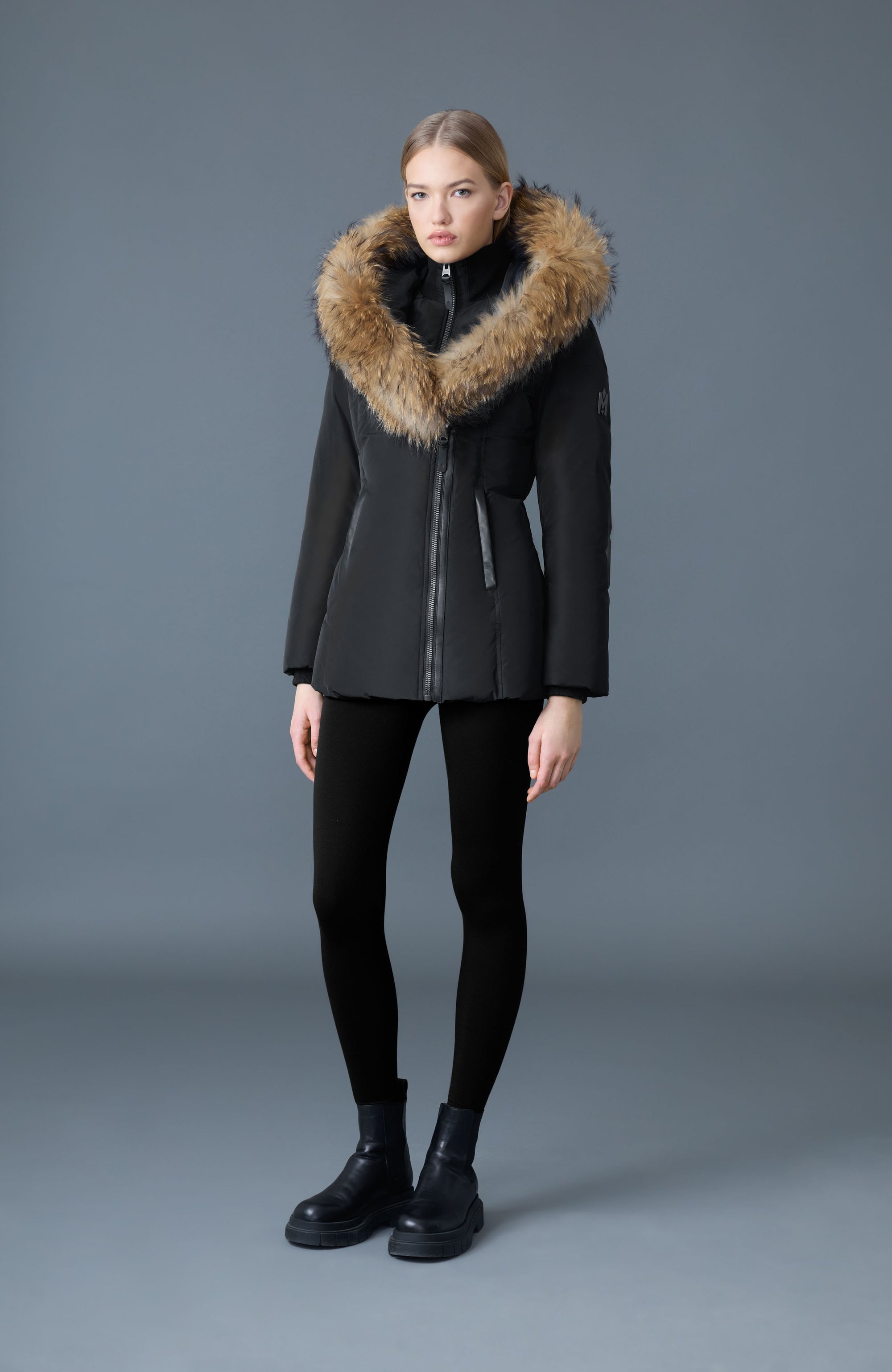 Mackage ADALI-F Down coat with natural fur Signature Mackage Collar-Black