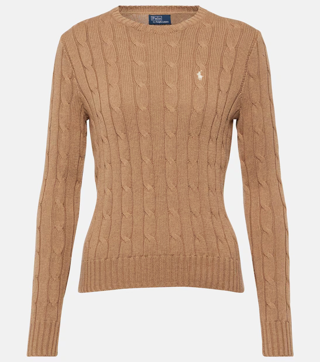 Ralph Lauren Cable-Knit Cotton Crewneck Sweater Camel- Hemen Teslimde