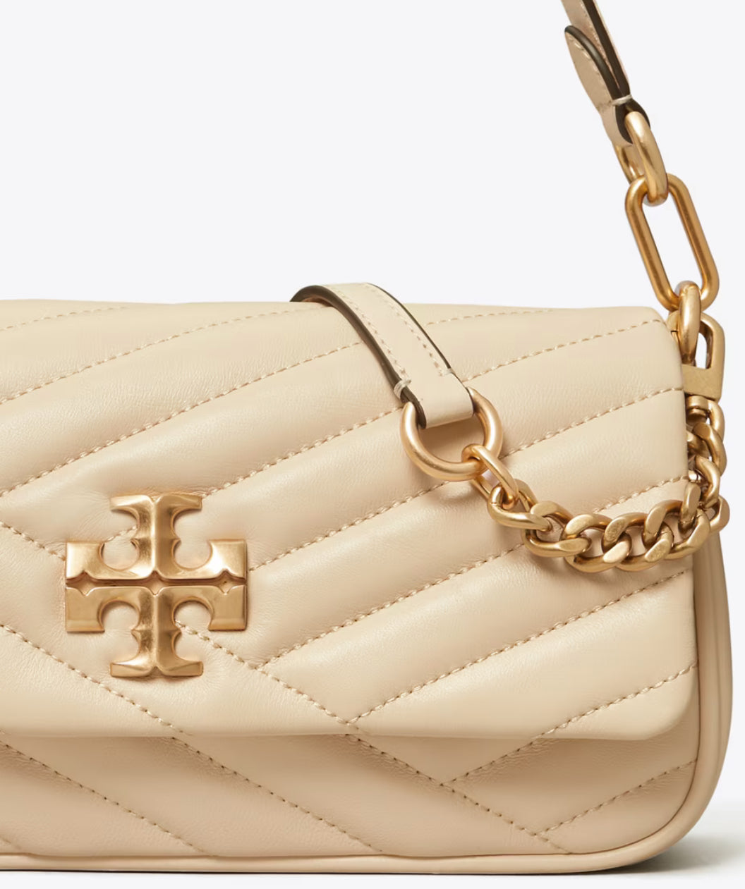 Tory Burch SMALL KIRA CHEVRON FLAP SHOULDER BAG-NEW CREAM - HEMEN TESLİMDE