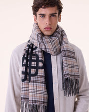 Kujten  -  Scarf Tartan Woven cashmere scarf  - brown