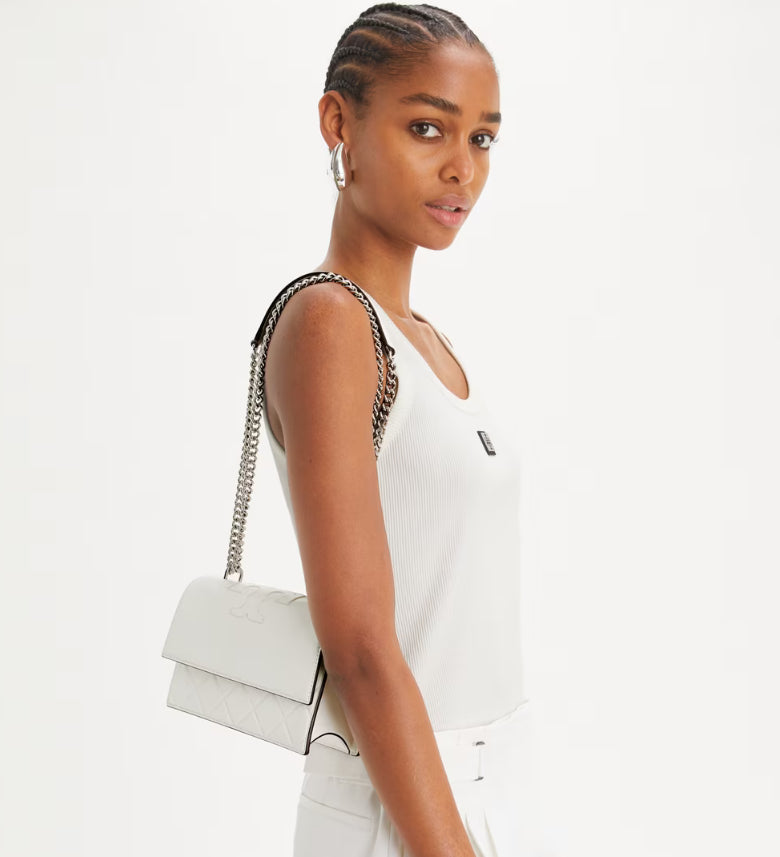 TORY BURCH SMALL FLEMING SHOULDER BAG - Blanc