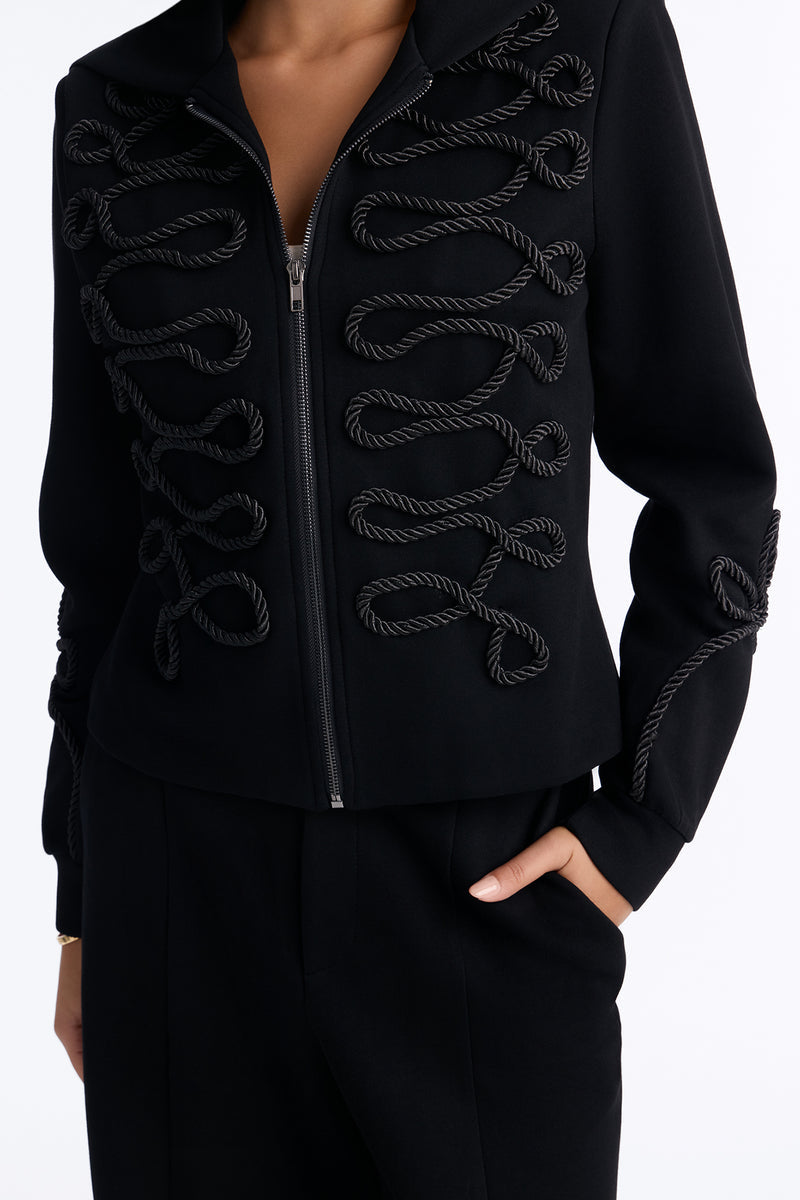 Marin Embroidered Pant Set-Black