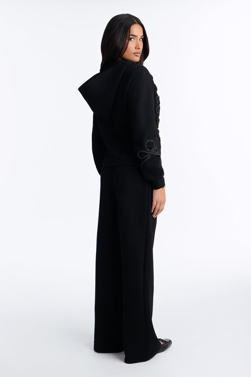 Marin Embroidered Pant Set-Black