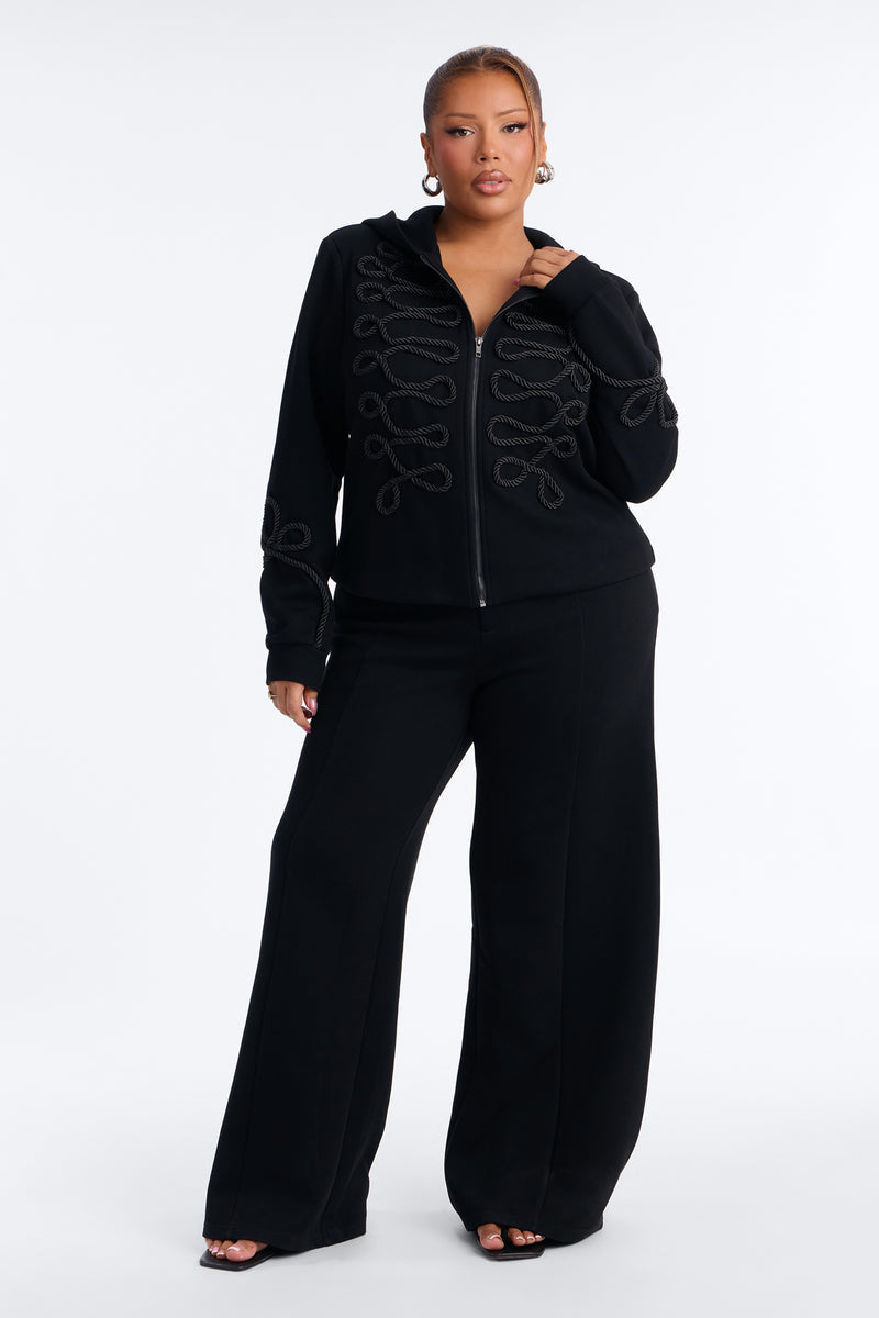 Marin Embroidered Pant Set-Black