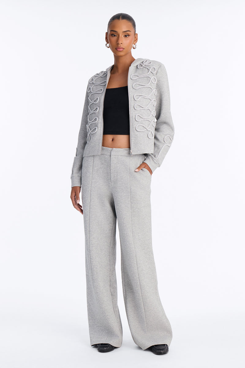 Marin Embroidered Pant Set-Heather Grey