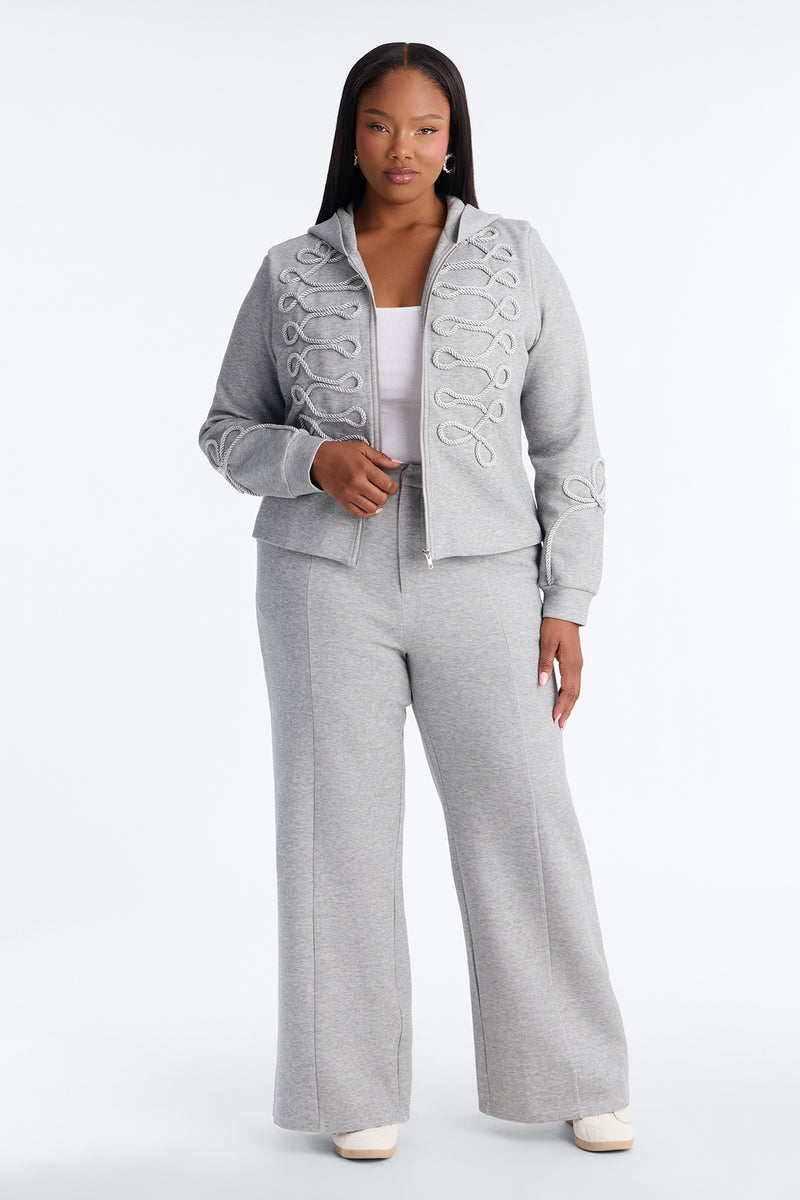 Marin Embroidered Pant Set-Heather Grey