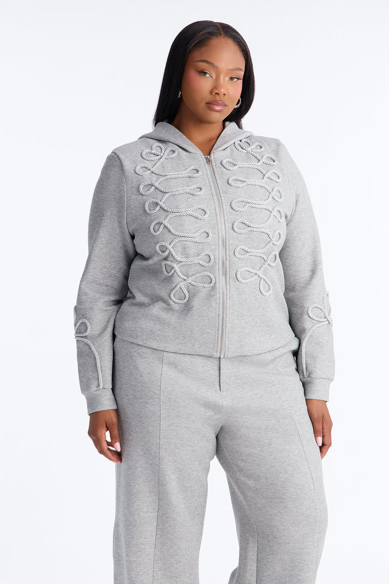 Marin Embroidered Pant Set-Heather Grey