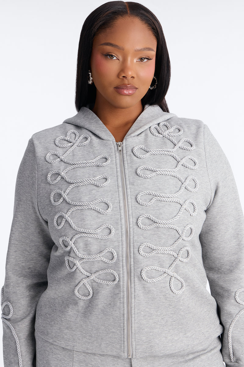 Marin Embroidered Pant Set-Heather Grey