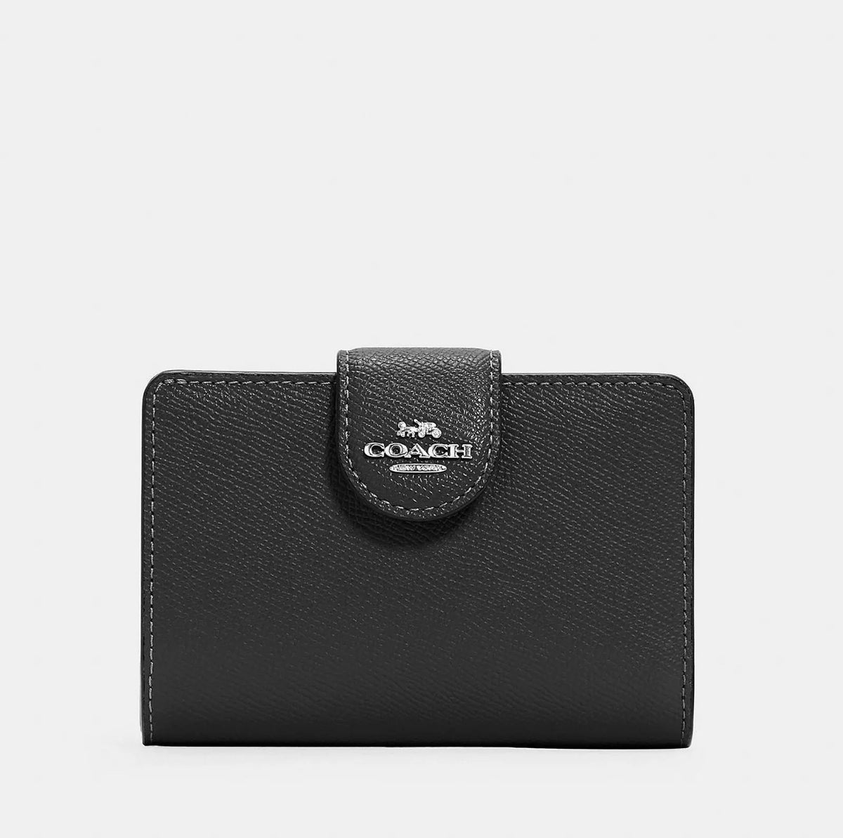 Coach Medium Corner Zip Wallet - Silver Black