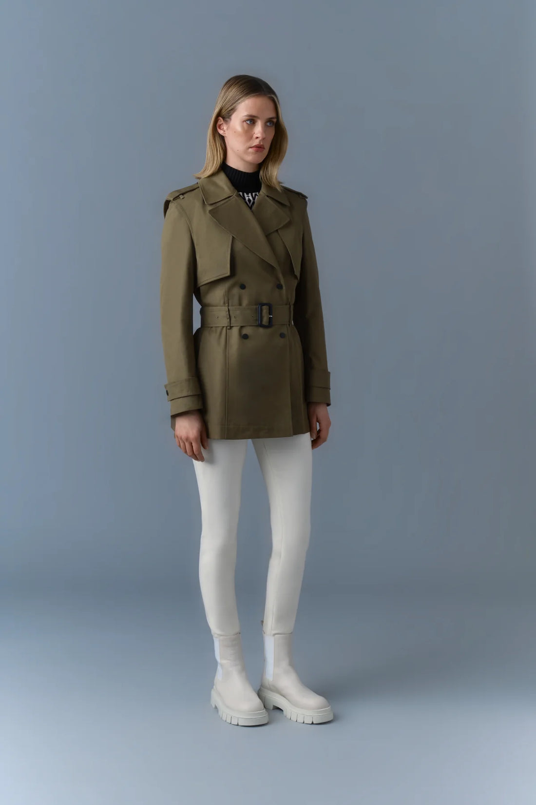 Mackage ADVA Mid-Length Buckled Belt Trench