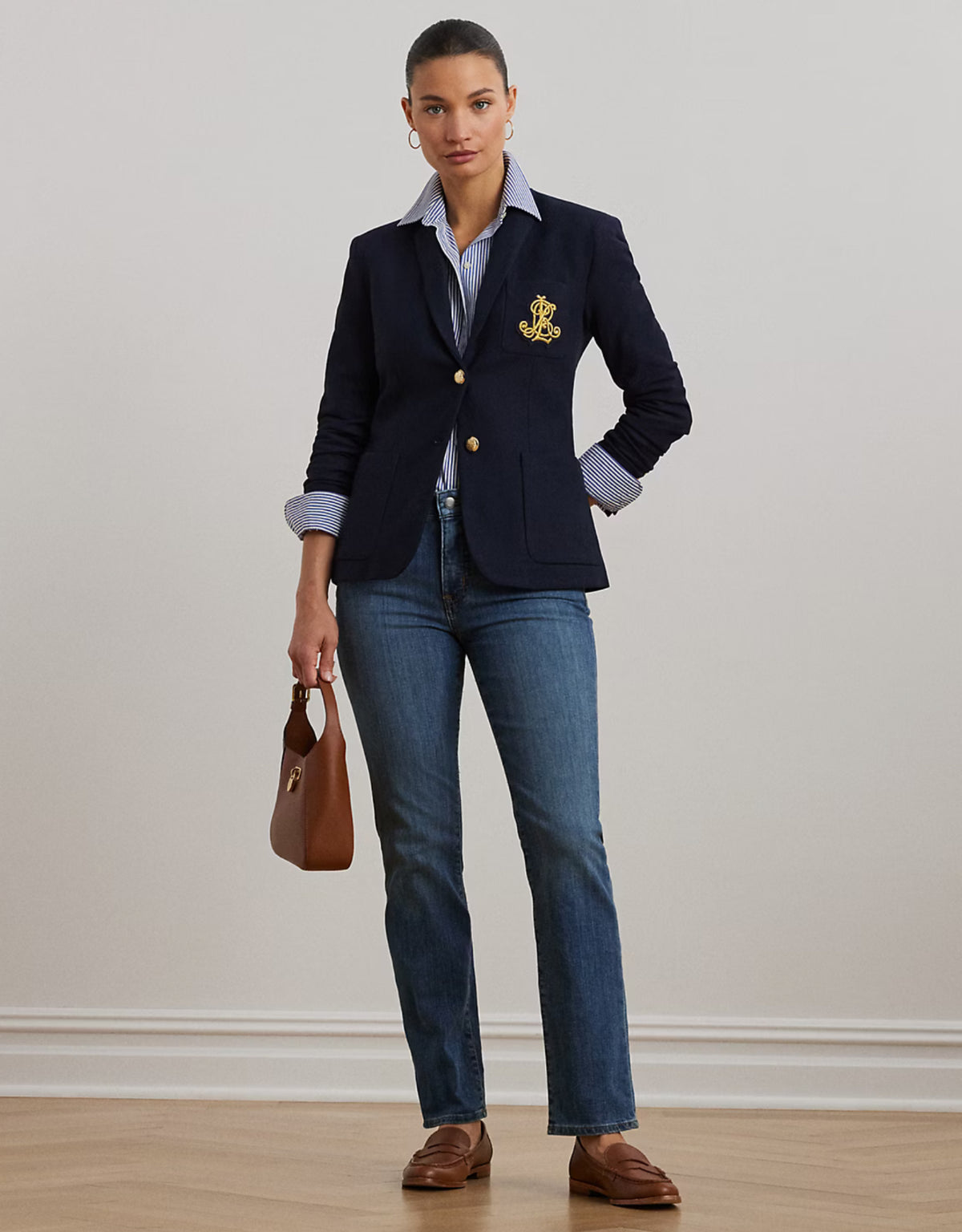 Ralph Lauren Women Bullion Jacquard Blazer  -  Lauren Navy