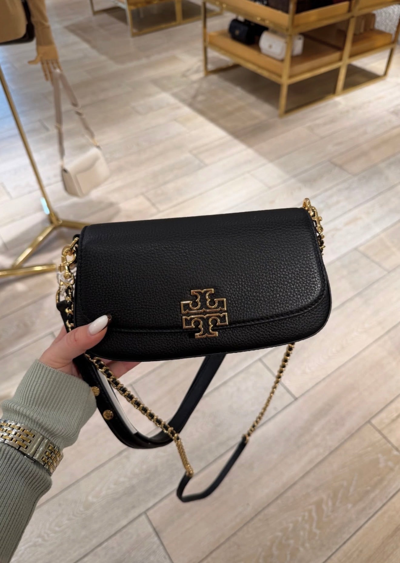 Tory Burch Britten Convertible Crossbody Black Kadın Deri Çanta