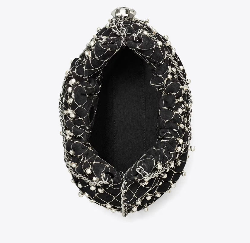 TORY BURCH MINI FLEMING BELL HOBO BAG  -  black