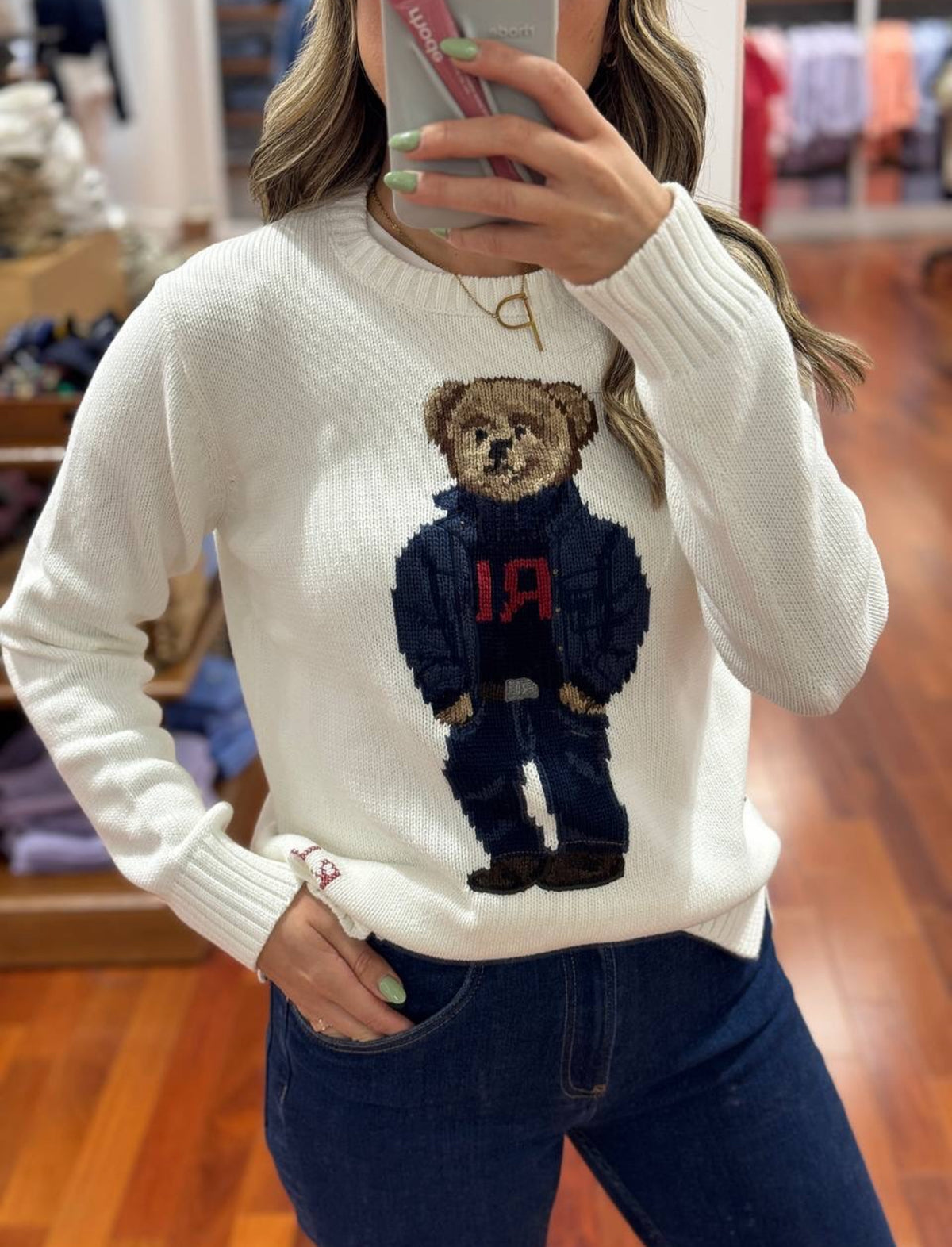 Ralph Lauren Women Bear Sweater White