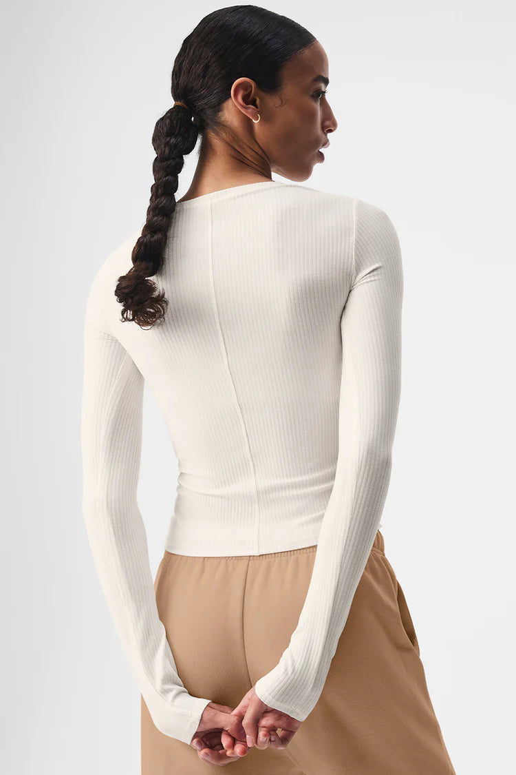 Alo Yoga Ribbed Sea Coast Long Sleeve  -  Ivory