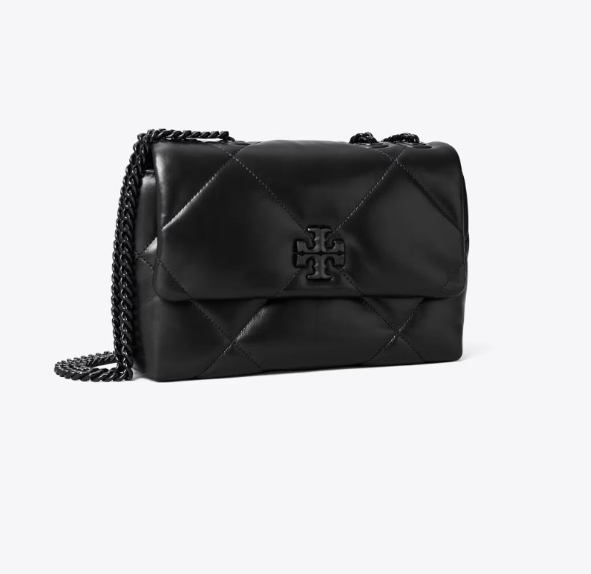 TORY BURCH SMALL KIRA DIAMOND QUILT SHOULDER BAG  -  black