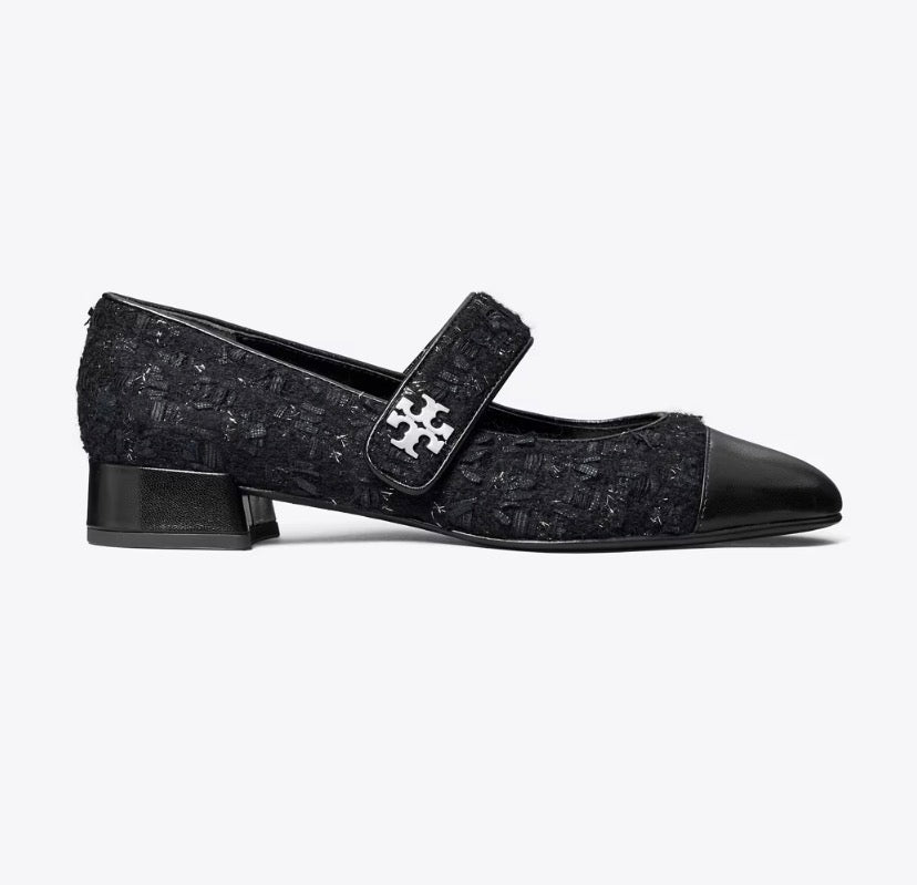 TORY BURCH CAP-TOE MARY JANE  -  Midnight Navy / Perfect Black
