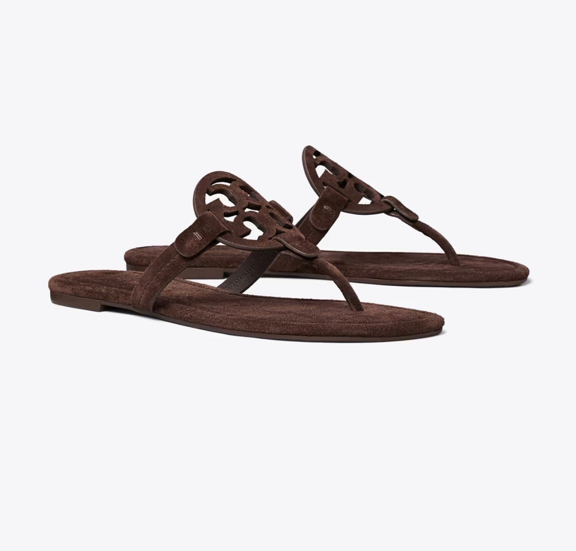 TORY BURCH MILLER SUEDE SANDAL  -  dark cocoa