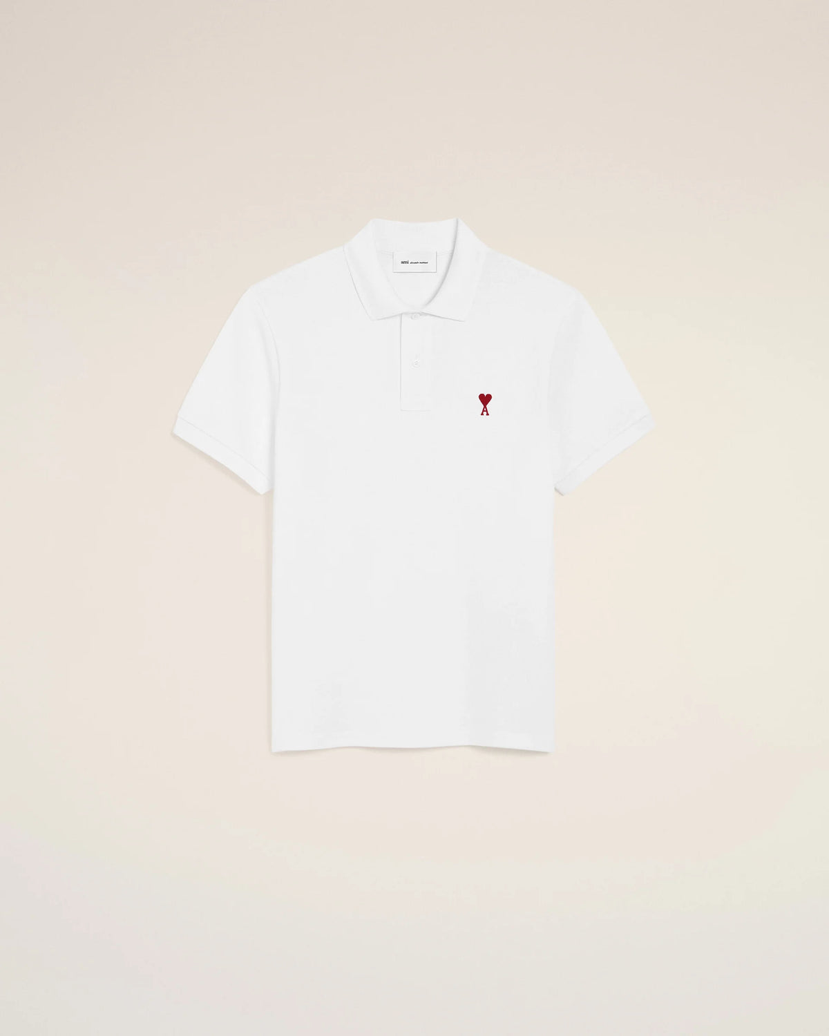 Ami Paris Unisex White Cotton polo with Ami De Coeur  -  WHITE