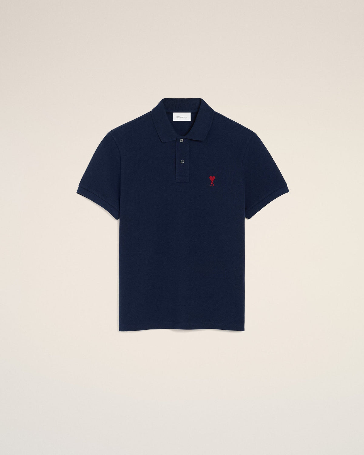Ami Paris Unisex Blue Cotton polo with Ami De Coeur  -  NIGHT BLUE