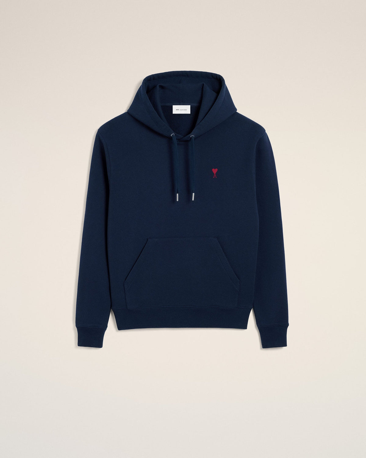 Ami Paris Unisex Blue cotton hoodie with Ami de Coeur  -   NIGHT BLUE