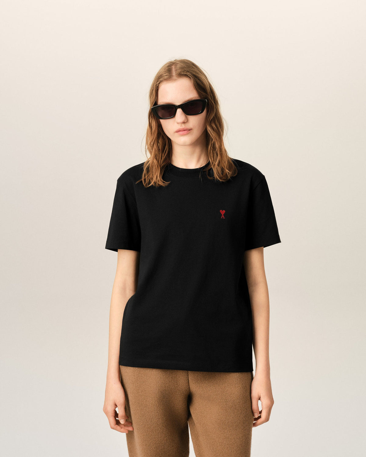 Ami Paris Unisex Black cotton t-shirt with Ami de Coeur  -   BLACK