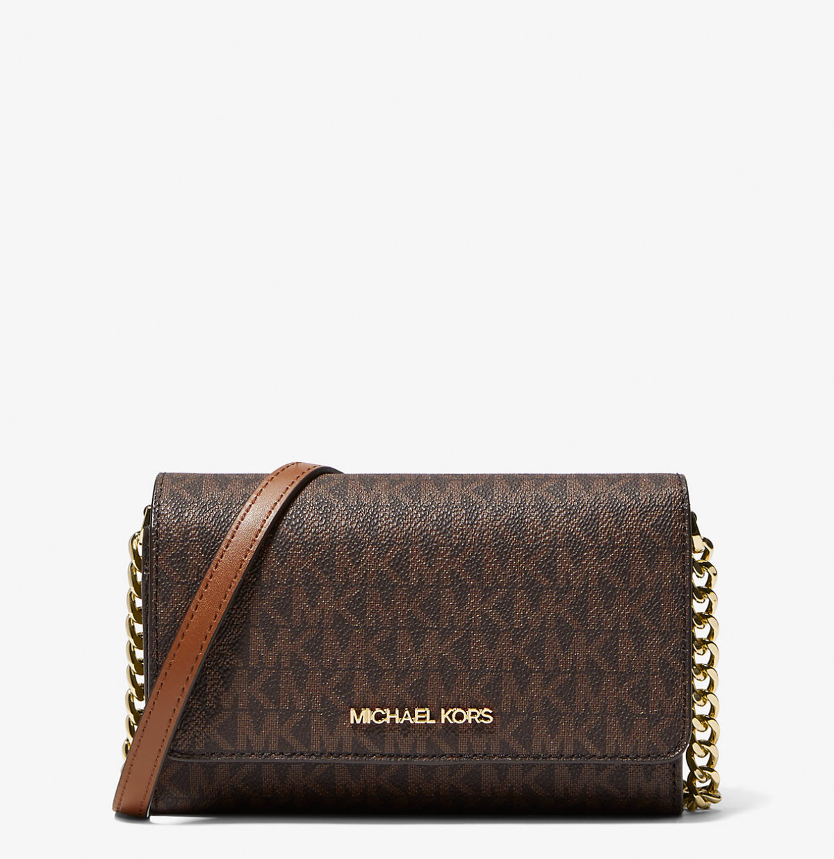 Michael Kors Jet Set Travel Medium Logo Smartphone Crossbody Bag Brown