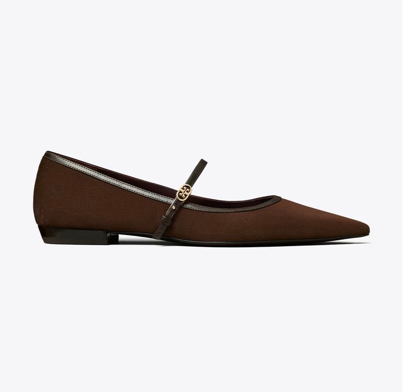 TORY BURCH DOUBLE T BUCKLE MARY JANE   -  dark cocoa / dark cocoa