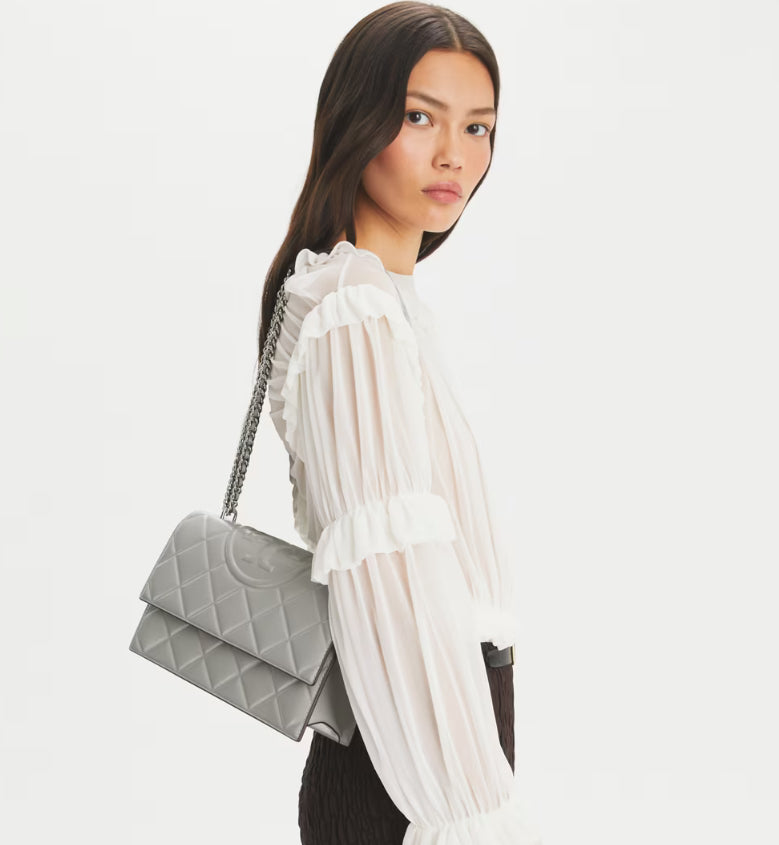 TORY BURCH FLEMING SHOULDER GRAY BAG