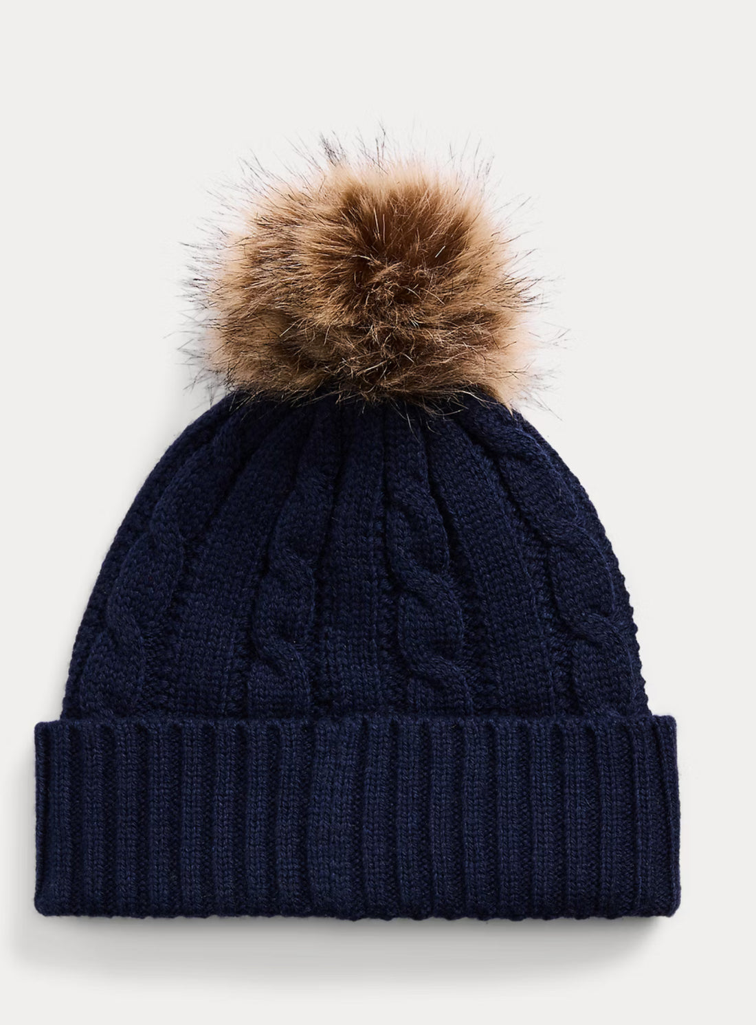 Ralph Lauren Crest- Patch Pom-pom Cable- Knit Beanie