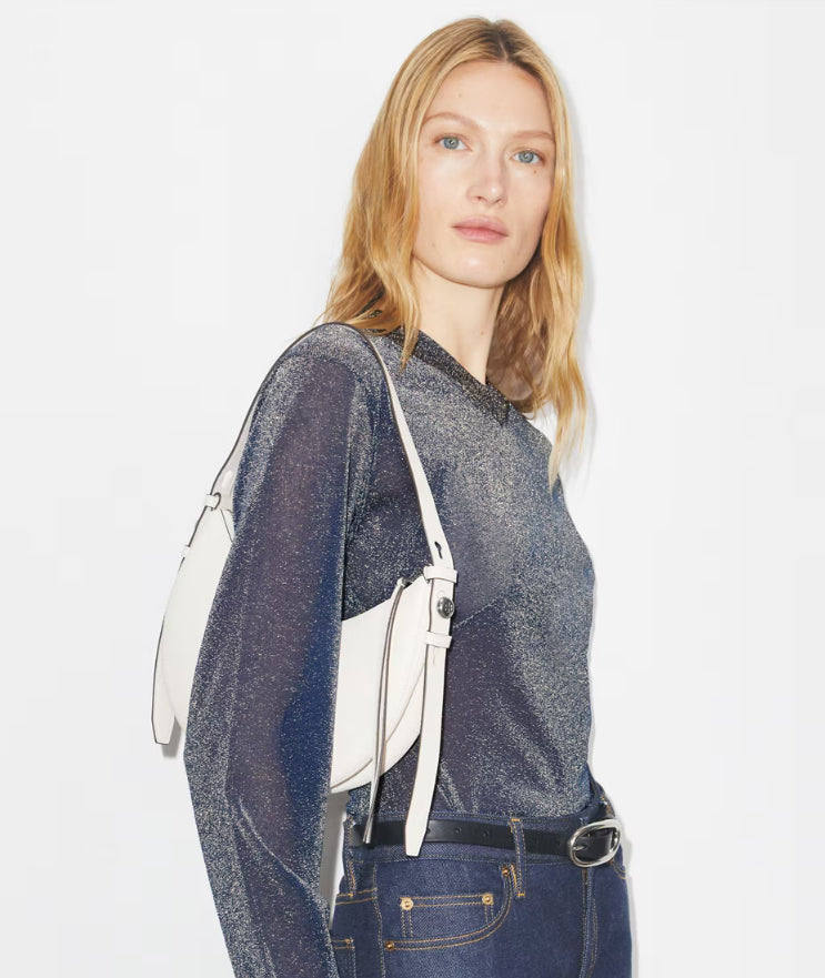 TORY BURCH ROMY HALF MOON BAG - LIGHT CREAM