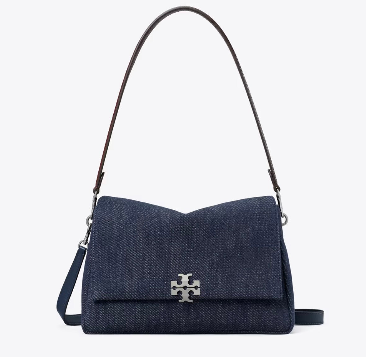 TORY BURCH CHARLIE DENIM SHOULDER BAG - midnight