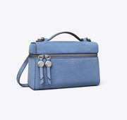 TORY BURCH ROMY NUBUCK SLIM TOP HANDLE  -  soft blue