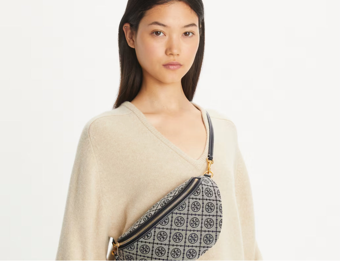TORY BURC T MONOGRAM BELT BAG - TORY NAVY