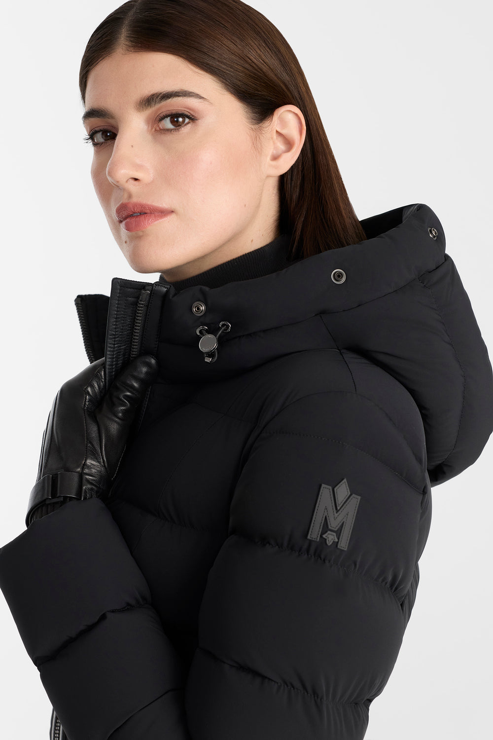 Mackage CALLA-XZ down coat with removable silverfox fur trim-Black-Silver