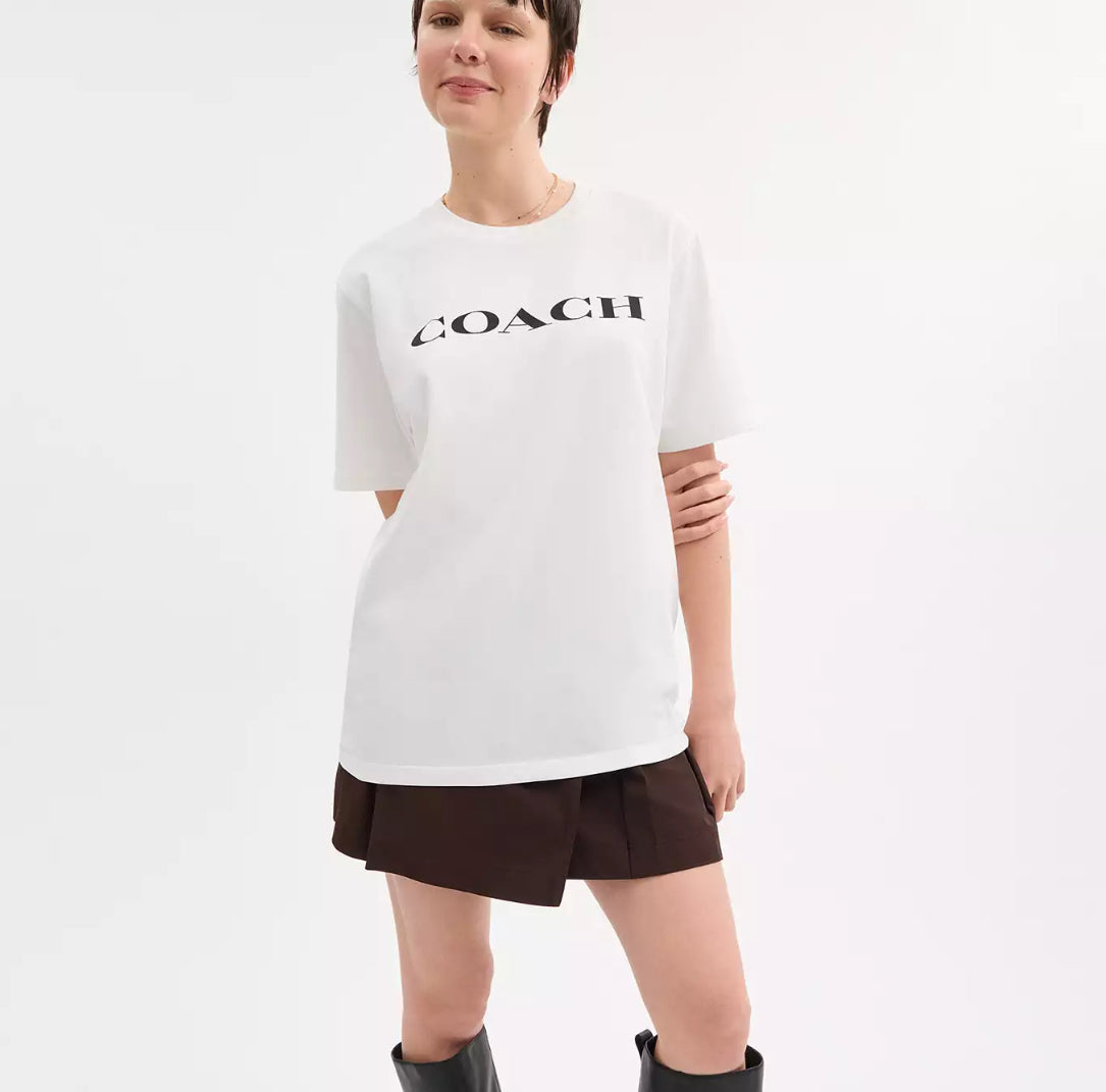 Coach Signature T Shirt In Organic Cotton  - White
