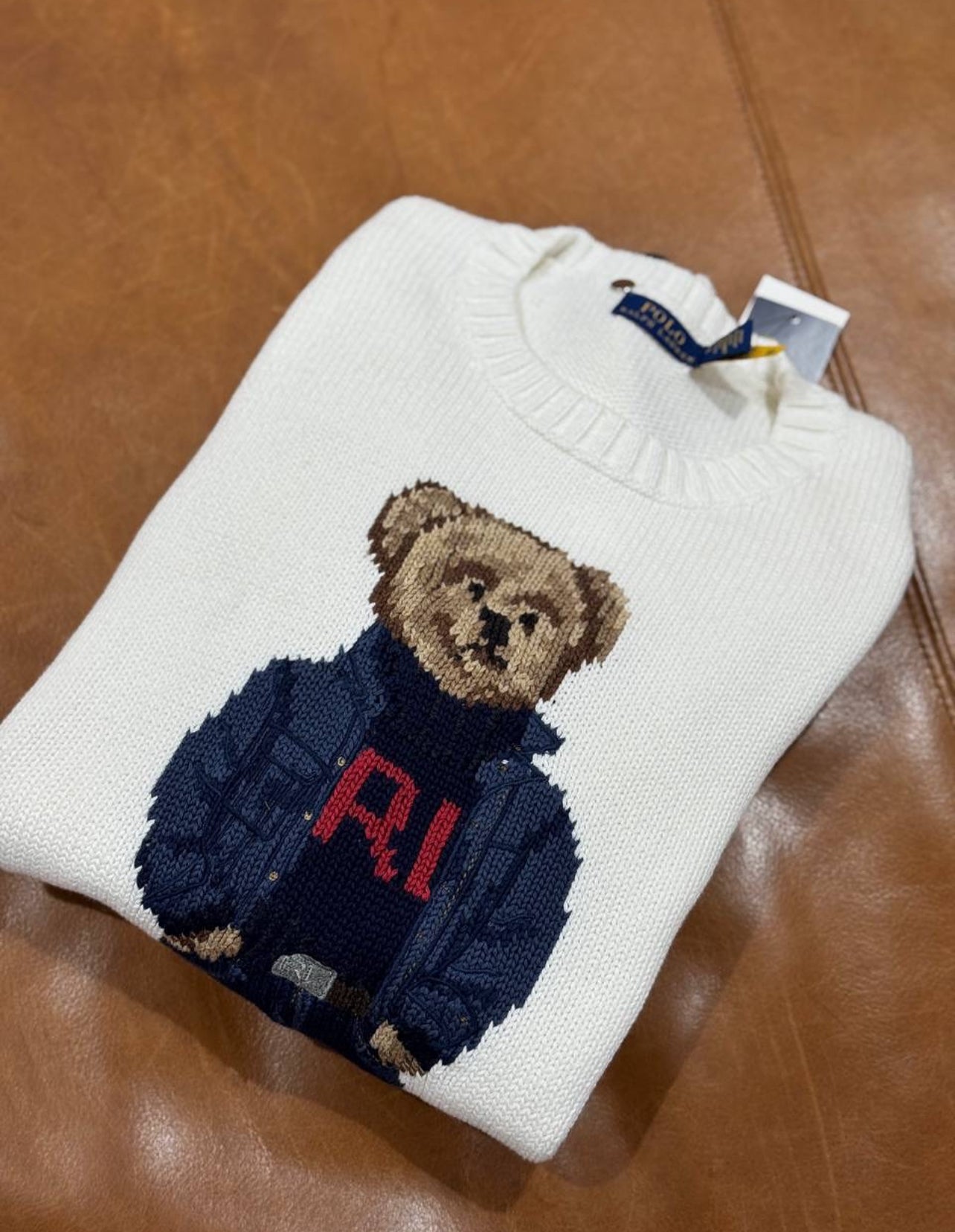 Ralph Lauren Bear Sweater White