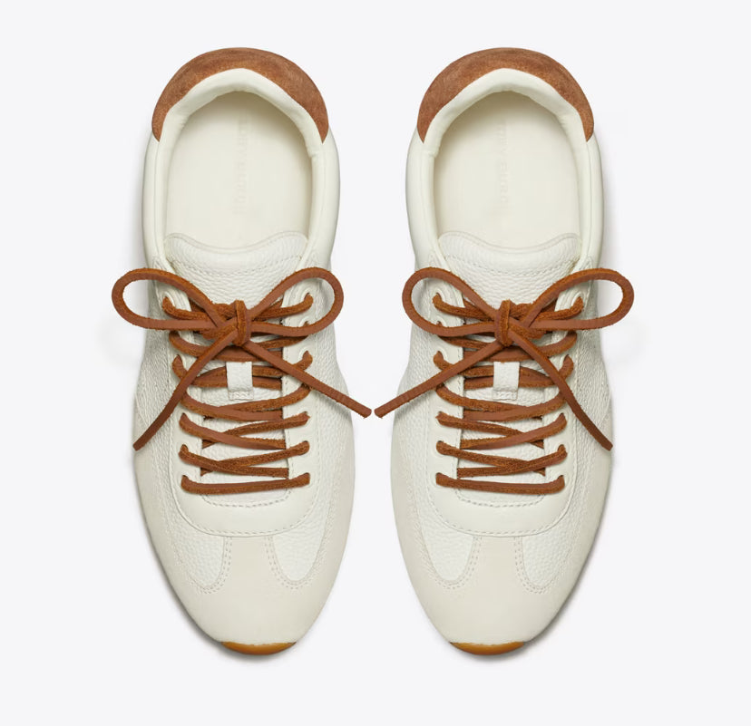 TORY BURCH FIELD SNEAKER - Blanc / White Mocha / Gingerbread Brown