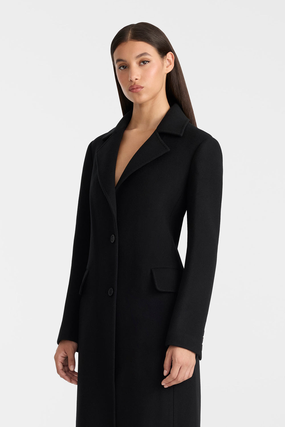 Mackage CORAZON Semi-fitted wool coat-Black