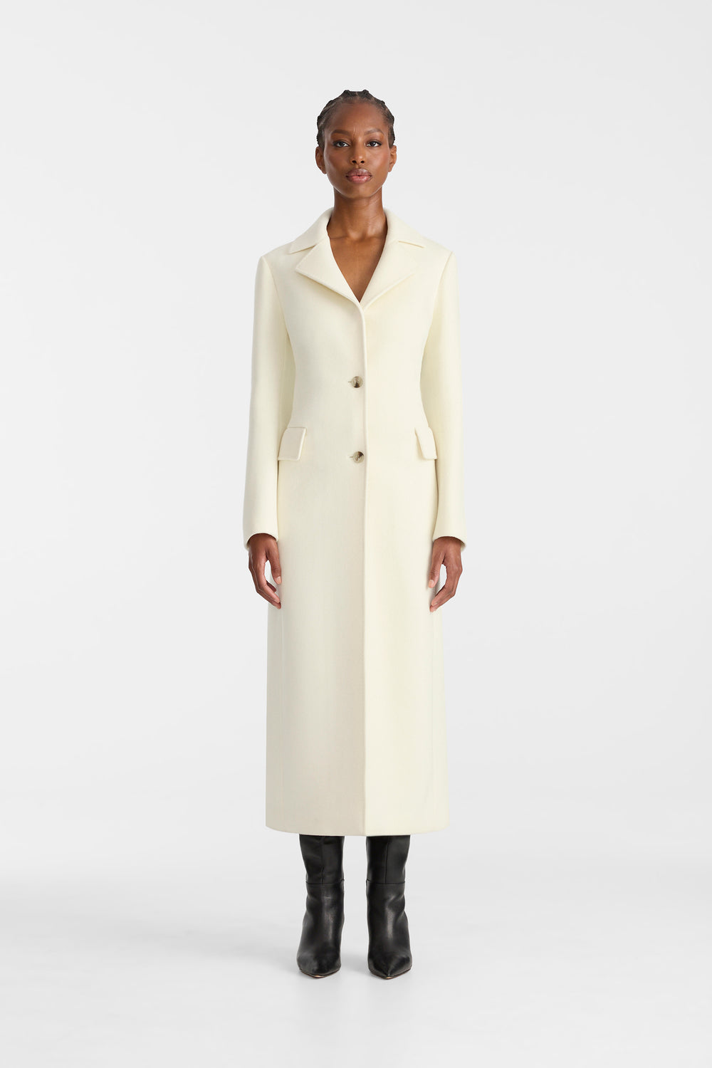 Mackage CORAZON Semi-fitted wool coat-Cream